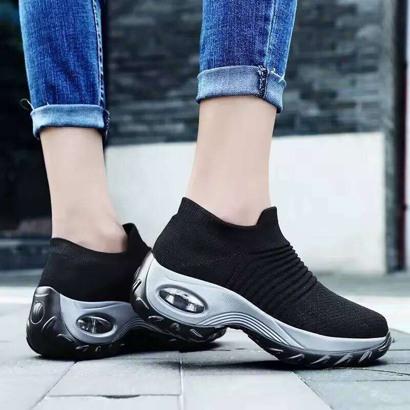 Elegant Knitted Women's Slip on Convenient Easy To Wear Breathable Mesh Height Outdoor Activities Versatile Shoes