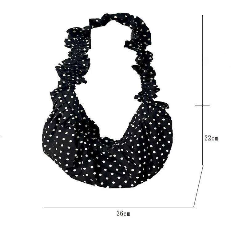 Women Underarm Large Capacity Polka Dot Retro Crossbody All Matched Pleated Dumpling Bag for Outdoor Travel Clutch Purse Y260205