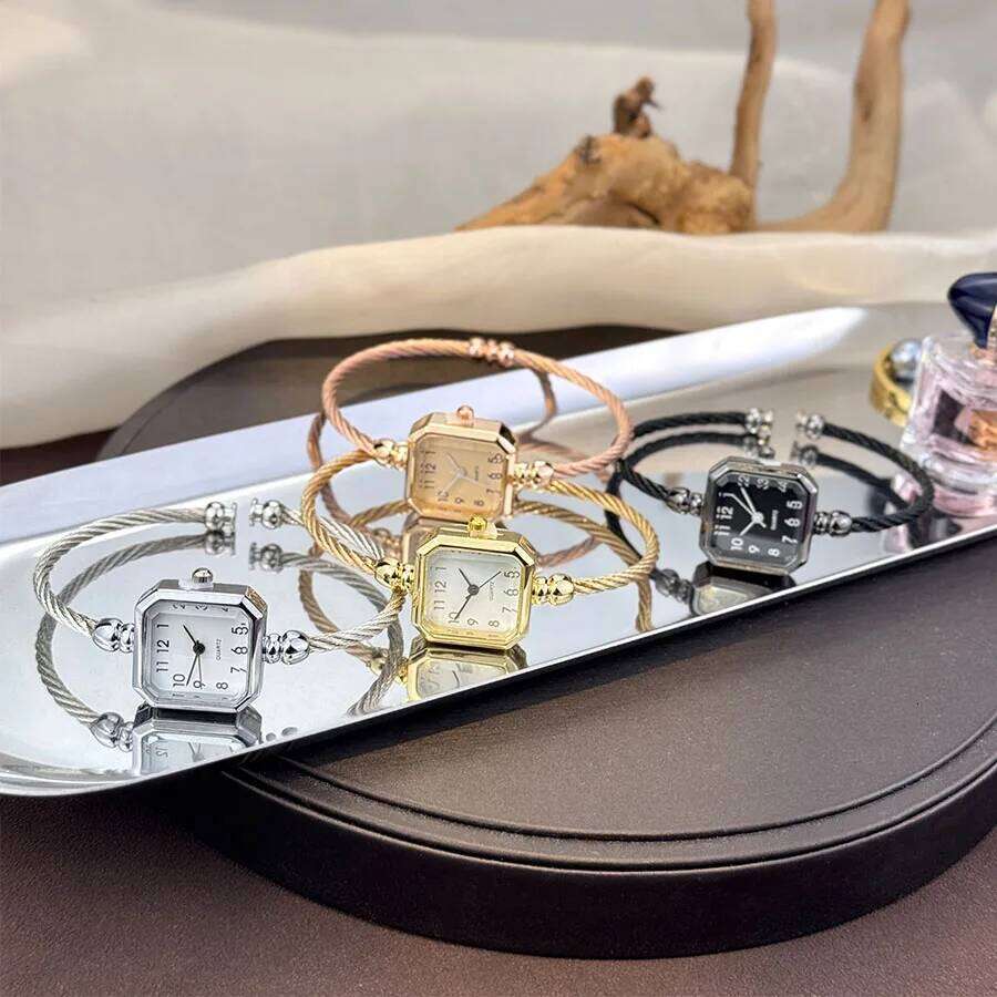 New Fashionable Casual Digital Square Miniature Ladies Quartz Open-Ended Bracelet Watch Stylish Compact Timepiece Z260206
