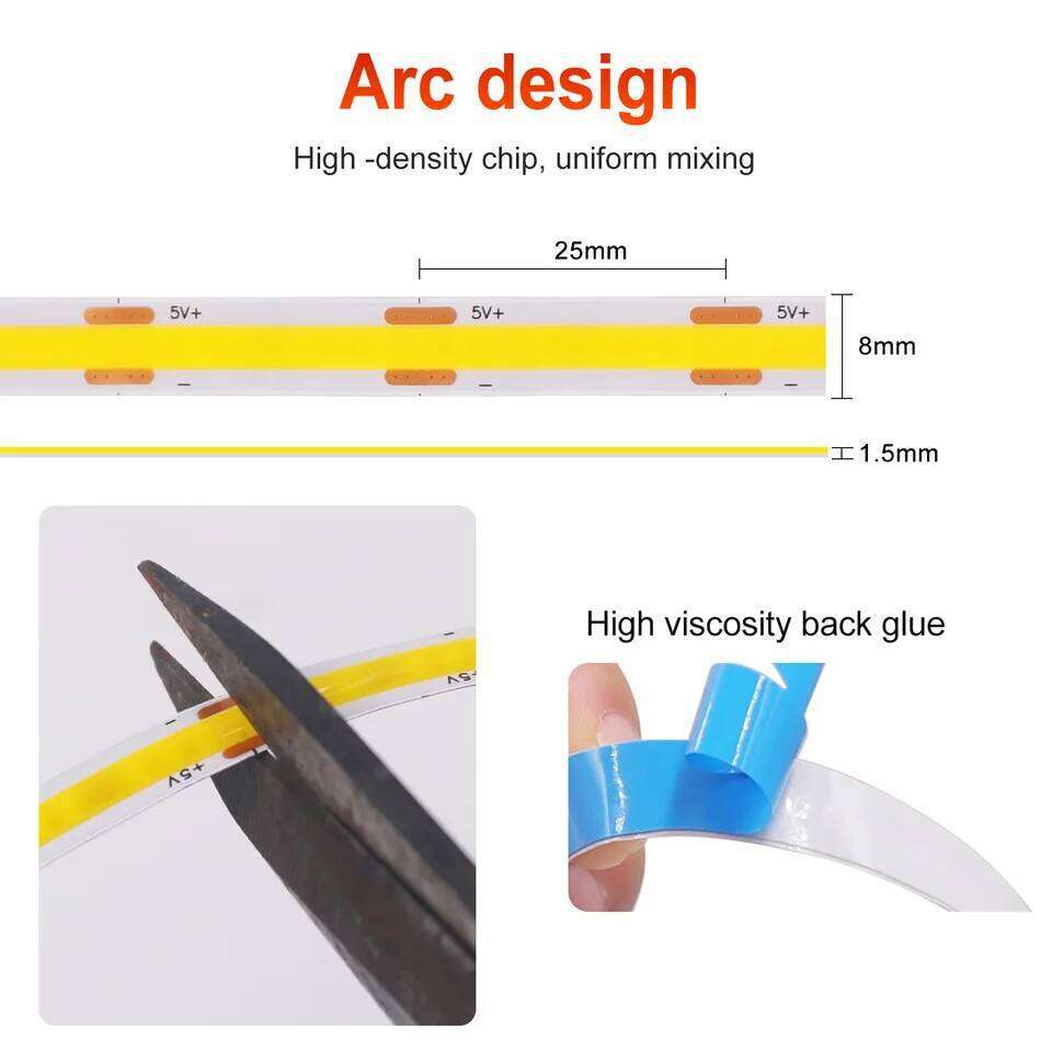 5V COB Strip 320LEDs/M Touch Sensor Dimmable USB Flexible LED Ribbon Adhesive Tape DIY Mirror TV Backlight Night Light Z260206