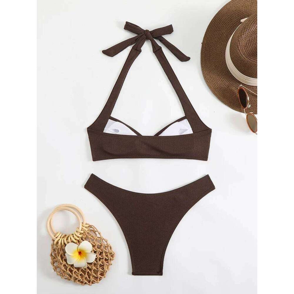 Sexy Women's Swimsuit 2025 Summer Bikini Two-piece Swimwear for Woman Beachwear Halter Bikinis Sets Swimming Beach Bathing Suits Z260206
