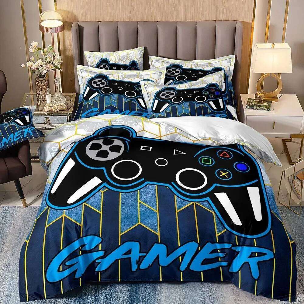 3d Gamer Bedding Sets Boy Gaming Duvet Cover Queen Video Games Comforter Cover,Playstation Designs Bed Set For Teen Boys XJ260206