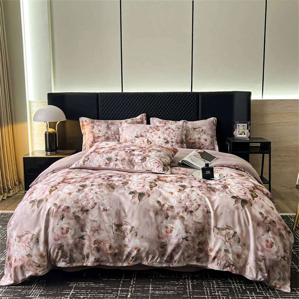 Luxury Plant Flowers Bedding Soft Bedroom Decor Comforter Duvet Cover Pillowcase Bed Sheet Washed Cotton Four Piece Set XJ260206