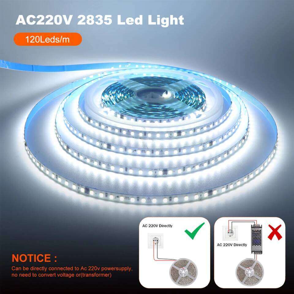 220V 230V 5M 10M 20M 50M LED Light Strip No power Required Flexible Adhesive Tape IP55 with IC Chip 2835 120LEDs/M Home Lighting Z260206
