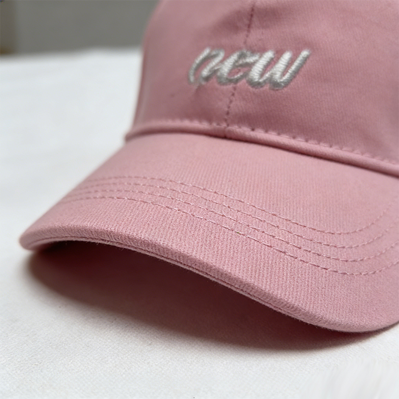 Women's Light Pink Curved Brim Cap Silver "new" Embroidery Adjustable Daily Hat