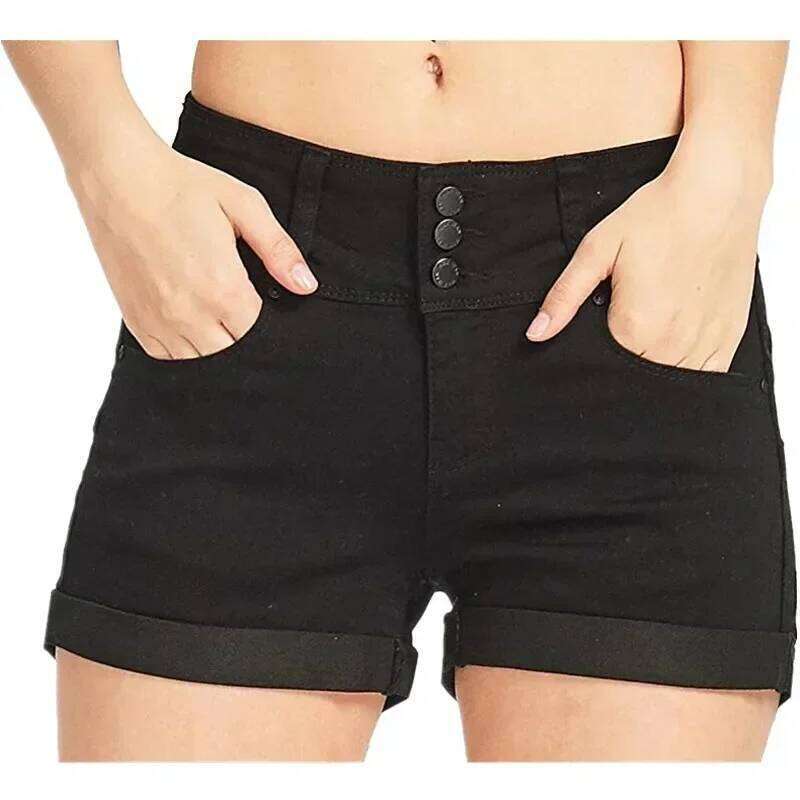Women's New Summer Fashion Waistband Denim Stretch Fabric Casual Versatile Street Shorts H260206
