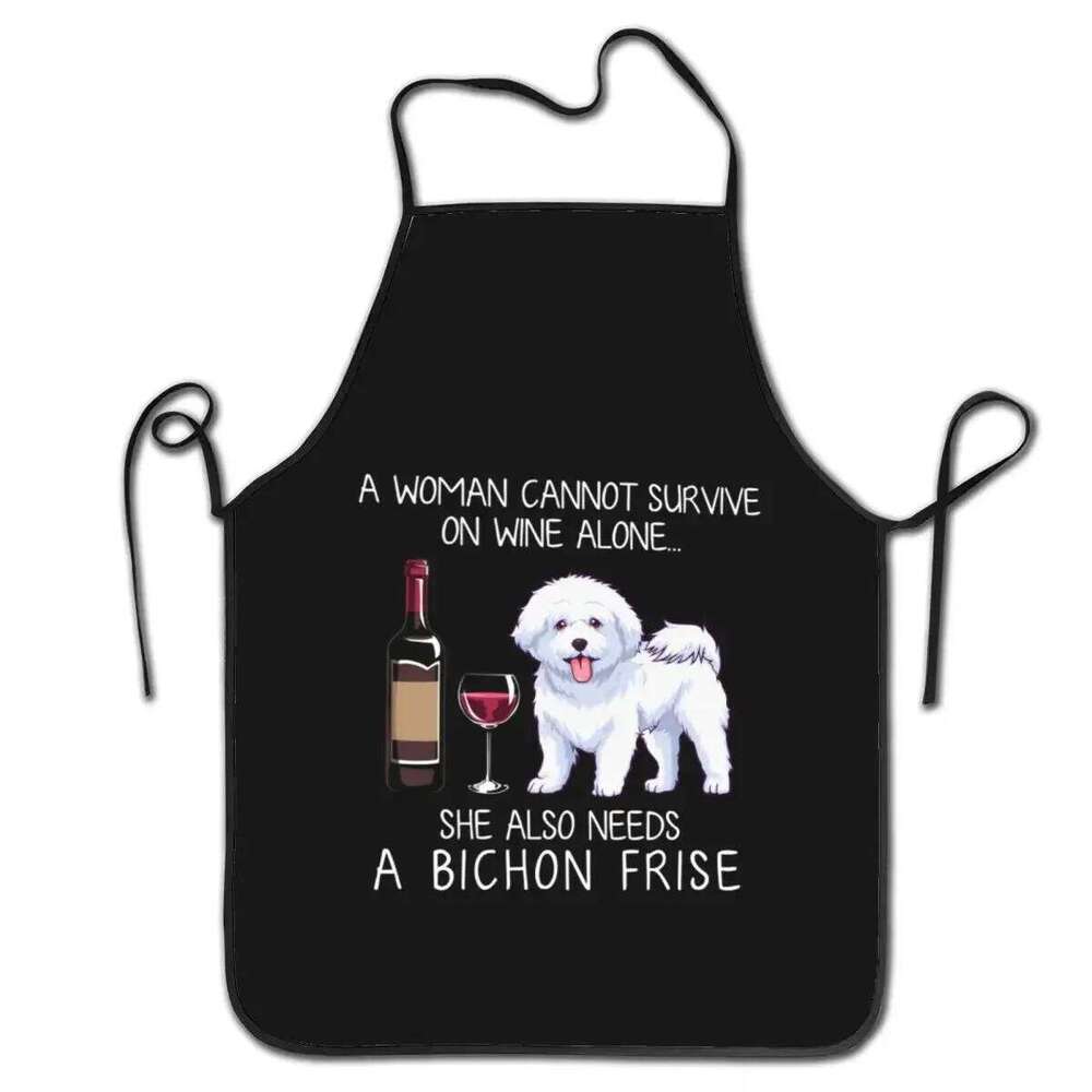 Pug Chihuahua Border Terrier And Wine Apron Men Women Unisex Adult Chef Cooking Kitchen Dog Lover Tablier Cuisine Painting S260205