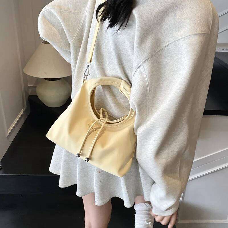 Sweet Bow Bucket Bag for Women 2025 New Style Simple and Casual Trendy Versatile Single Shoulder Underarm Handheld Y260205