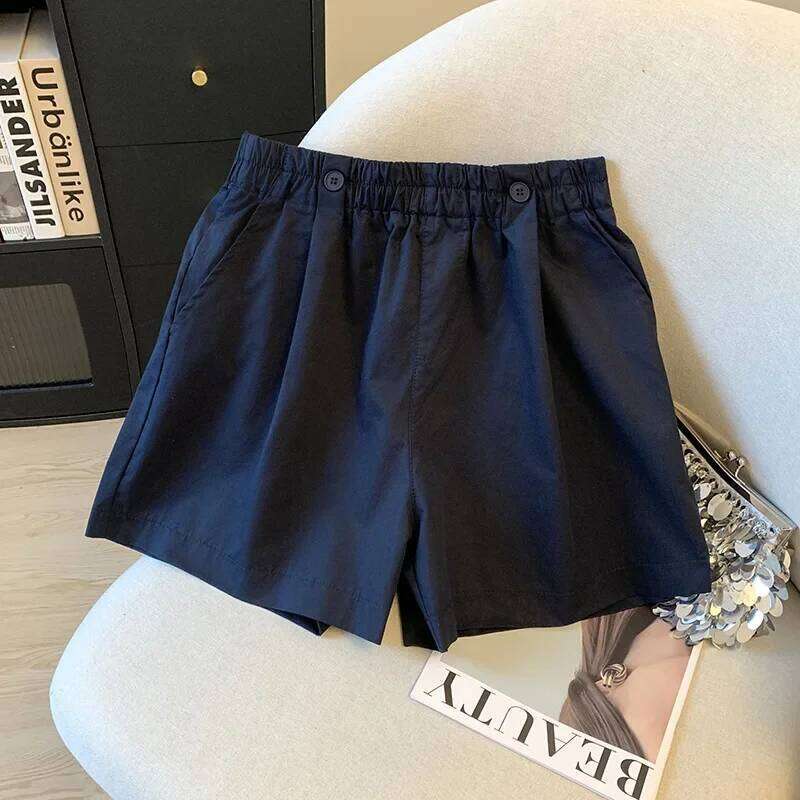 Washed Cotton Loose Fit Short Shorts Women's Summer Thin High Waist Slimming Wide Leg Three Quarter Length Casual Pants XJ260206