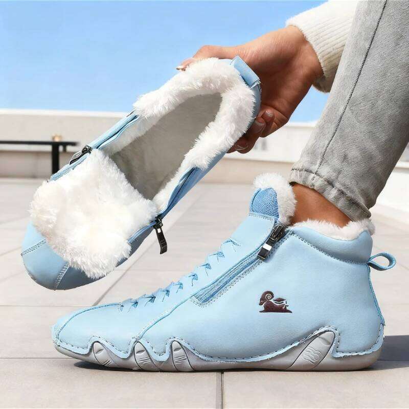 2025 New Fur Lined Ankle Boots Women's Warm Winter Shoe High Top Side Zipper Comfortable Soft Sole Anti-Skid Footwear for Ladies