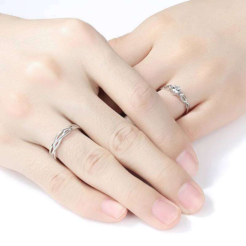 WANZHI New Couple for Men and Women Exquisite Woven Texture Inlaid Zircon Rings Luxury Jewelry Accessories Festival Gifts W260206