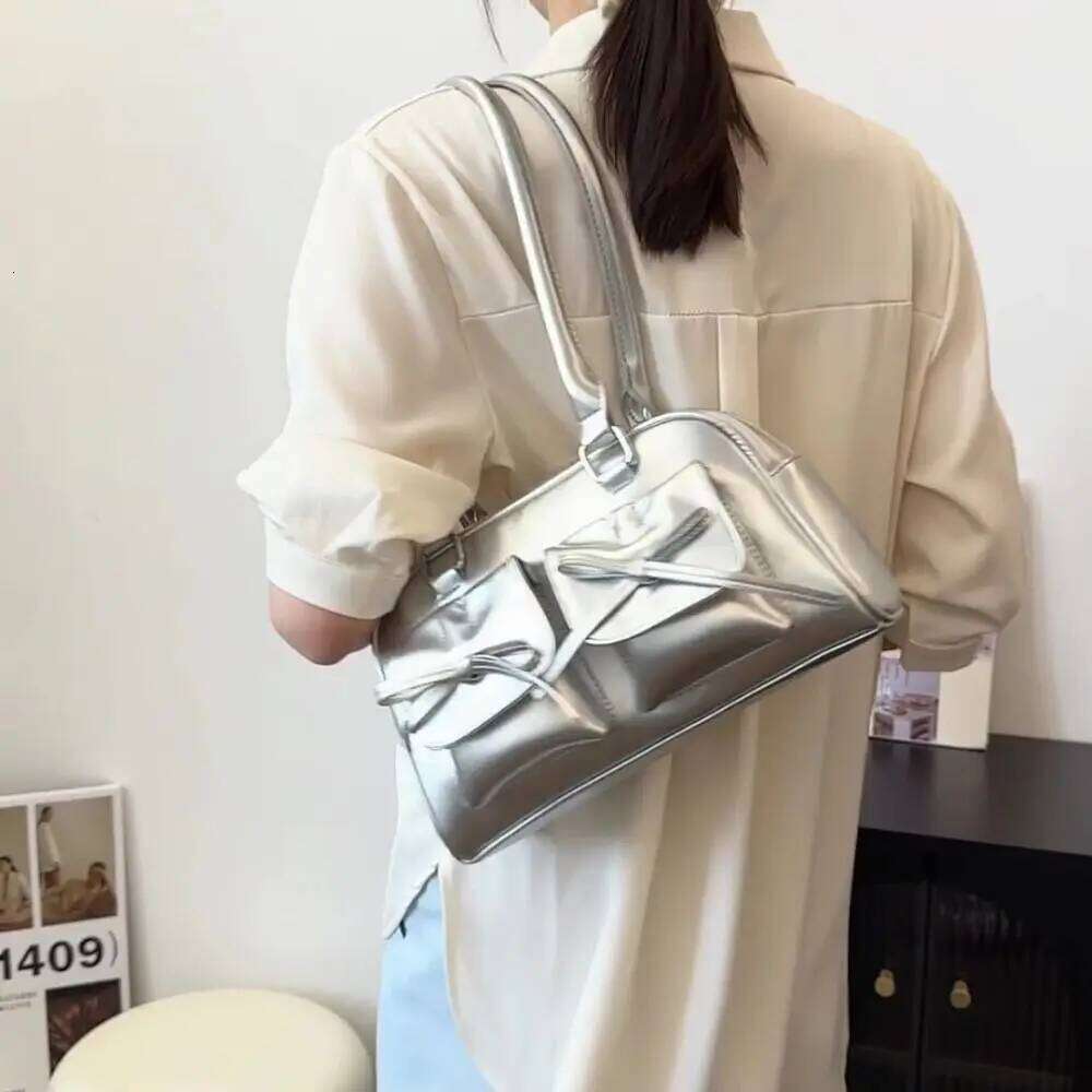 Retro PU Tote Handbags Bow Purse Ballet Style Women's Shoulder Under The Arm Clutch Bag for Women Y260205