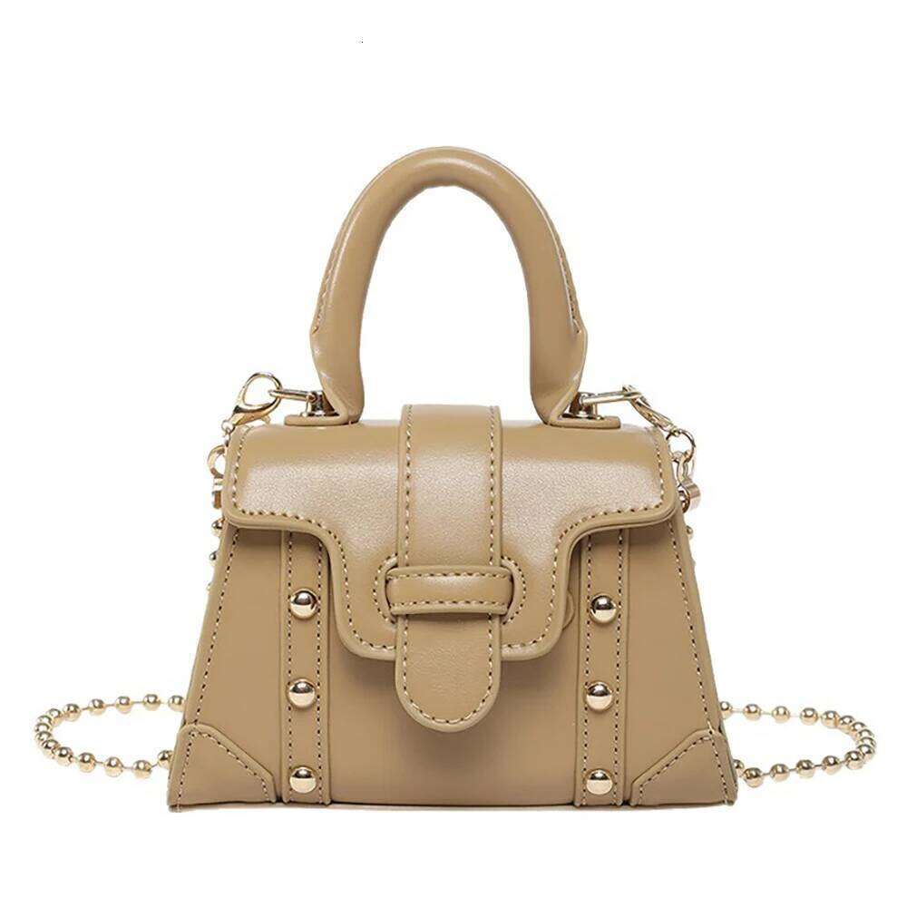 Fashion Mini Square Handbag Women Pu Leather Rivet Design Flap Shoulder Bags Small Chains Crossbody Lipstick Case Y260205