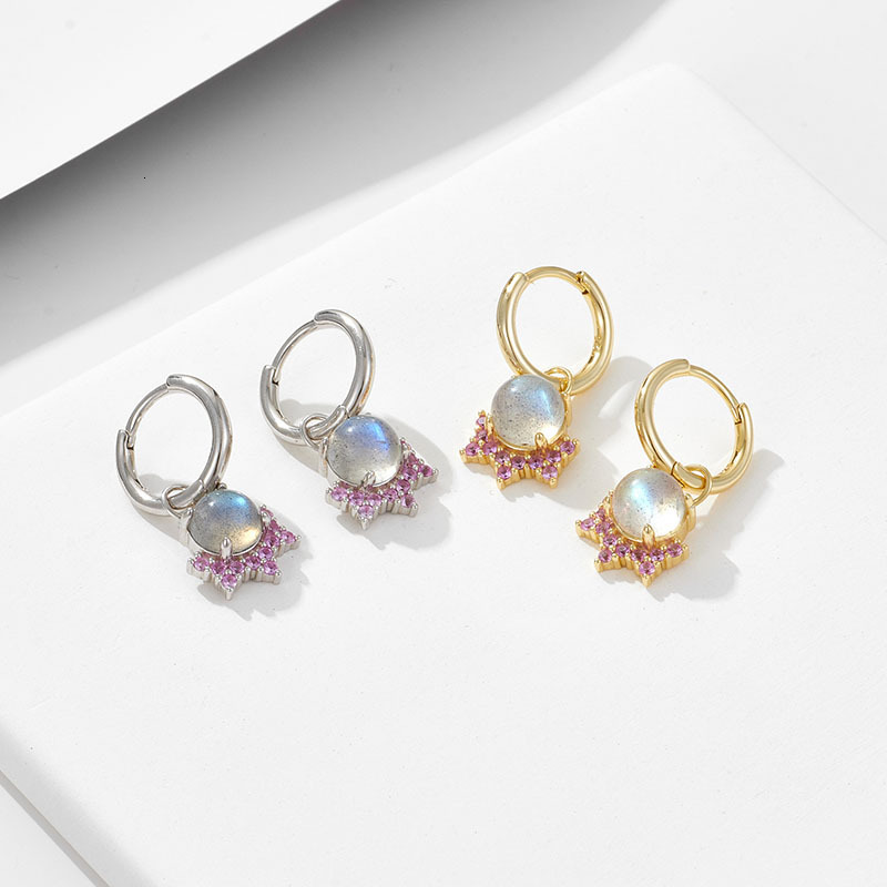 Instagram bestseller: 925 sterling silver natural labradorite for women, light luxury, high-end, elegant earrings