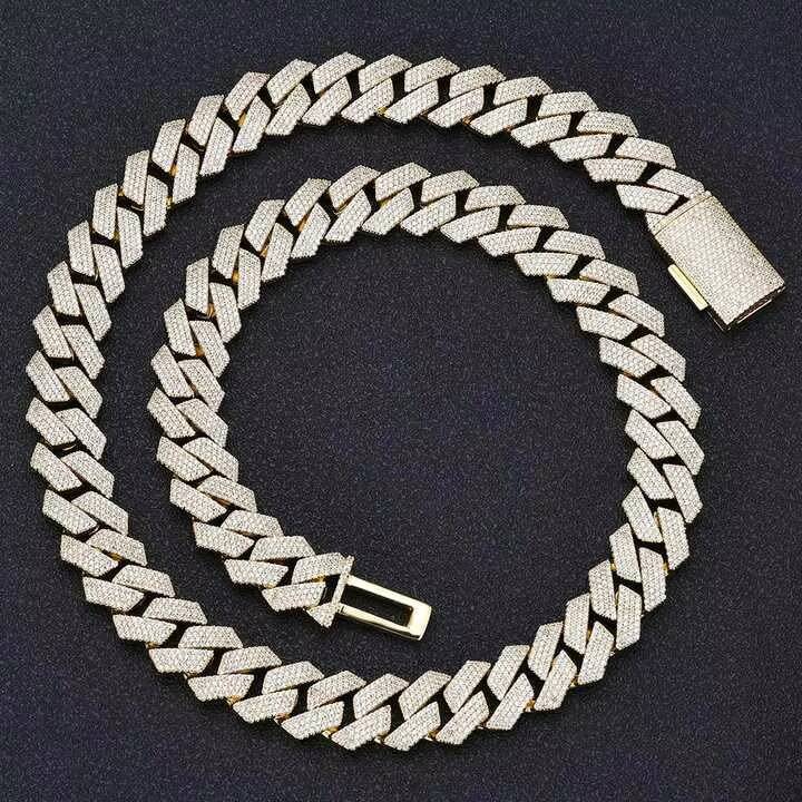 Majestic Unisex 15mm Four-Row Iced Lab Grown Diamond IGI Certified Brilliant Cut Necklace Miami Cuban Link Chain Gold/Silver
