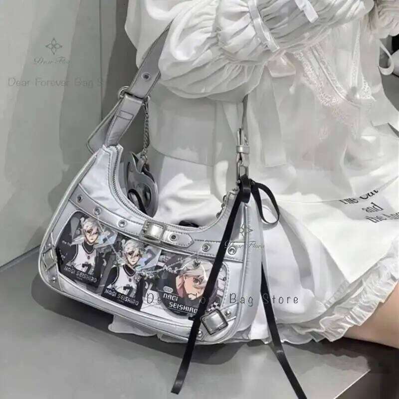 Y2k Cute Women Underarm Sweet Ita Lolita Girls Transparent Pocke DIY Display Shoulder Bag Fashion Handbag Purses Y260205