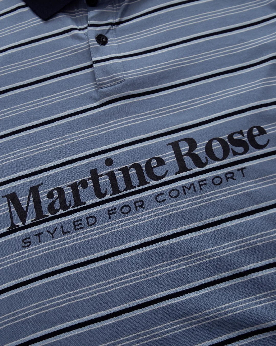 POLO Collar Martine Rose Blue Stripe Long Sleeves T-Shirt Men Women Quality Top T Shirt Tee 260205