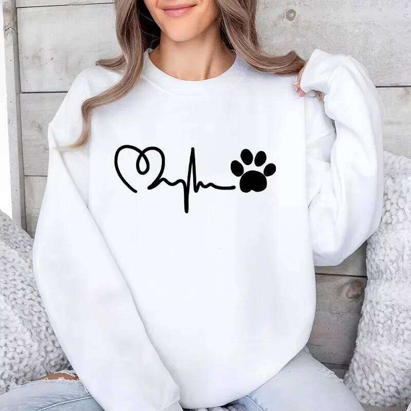 Mardi Hefxessdr Womens Sweatshirts Cute Print O Neck Tops Casual Daily Outdoors Sports Jogging Pullover Korea Style Long Sleeves Woman Clothing