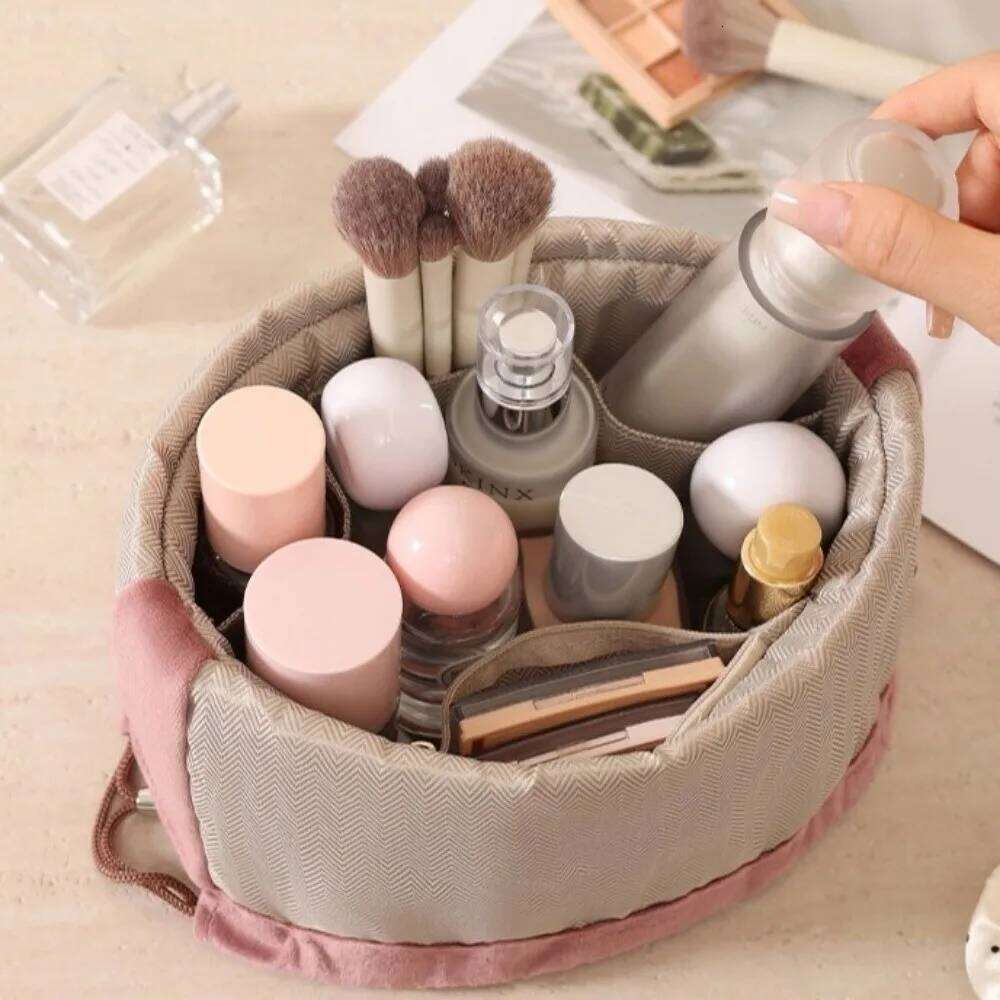 Large Capacity Drawstring Makeup Partition Design Vertical Style Toiletry Lightweight Thickened Cosmetic Bag Travel Use Y260206
