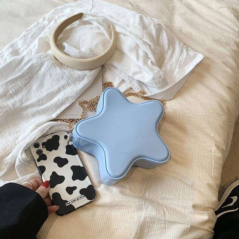 Star Shape Women's Crossbody Bag Cute Pink Shoulder Handbag With Chain Candy Color Luxury Designer Kid's Fashion Mini Coin Purse Y260205