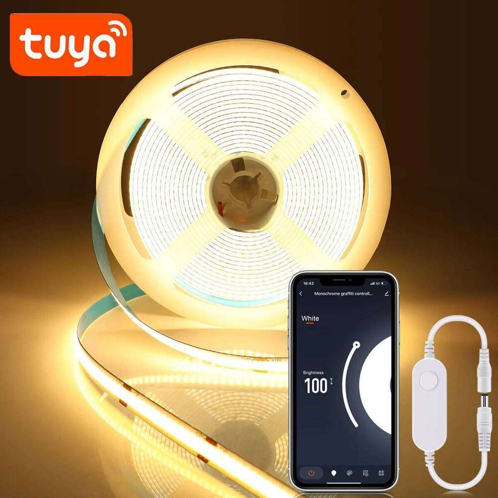 WIFI Tuya Smart Life Ultra Bright COB LED Strip 320LEDs/m Flexible Tape Ribbon 3000-6500K RA90 Led Lights for Alexa Google Home Z260206