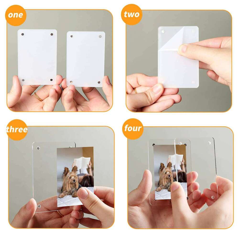 5 Packs Acrylic Fridge Magnetic Instax Frame, 2.46x3.54 Inch Magnet Frame for Refrigerator, Double Sided Mini Picture Frames S260205