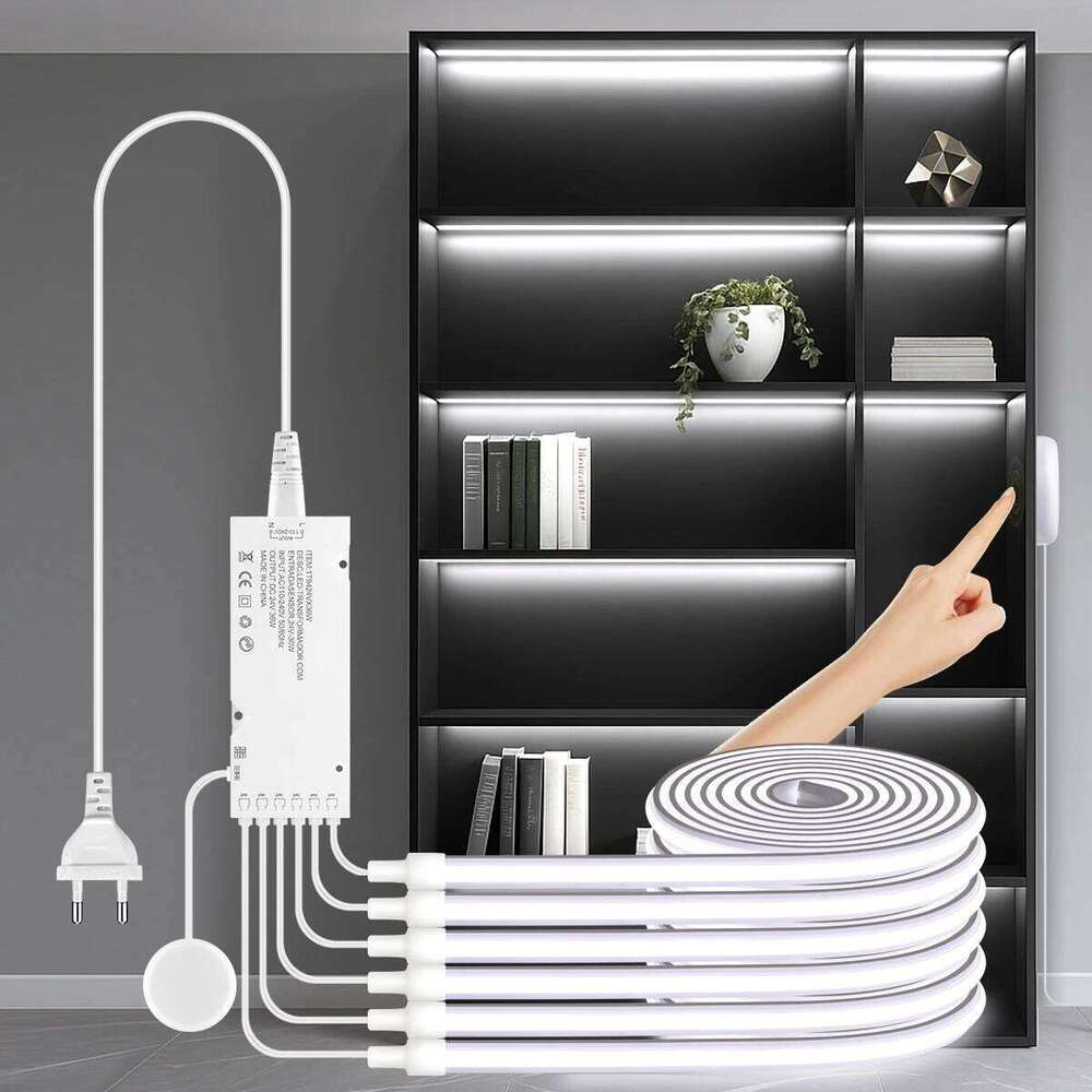 Dimmable Hand Scan Touch Sensor Neon COB LED Strip Light 24V Under Cabinet Collection Display Bookcase Wardrobe Closet Lamp Deco Z260206