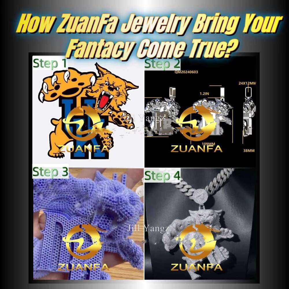 Custom Bail Pendants VVS Moissanite Iced Out Full Diamonds Letter Initial Name Jewelry Necklace Personal