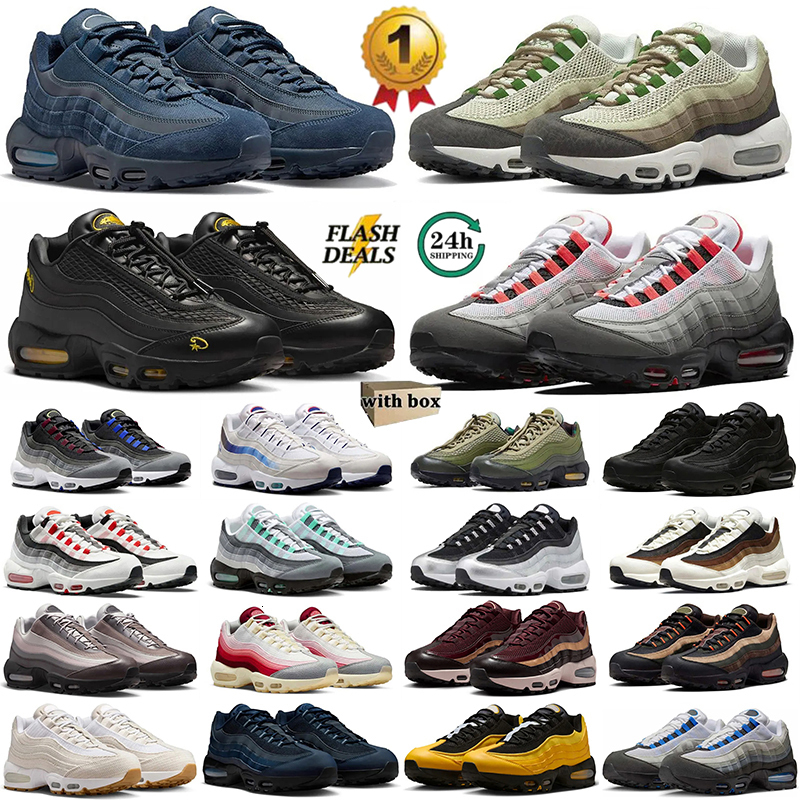 With Box Running Shoes Designer 95s Trainers Mens Womens Triple Black White Yellow Cool Grey Olive Midnight Navy Trendy versatile 95 Sneakers Outdoor Size 36-46
