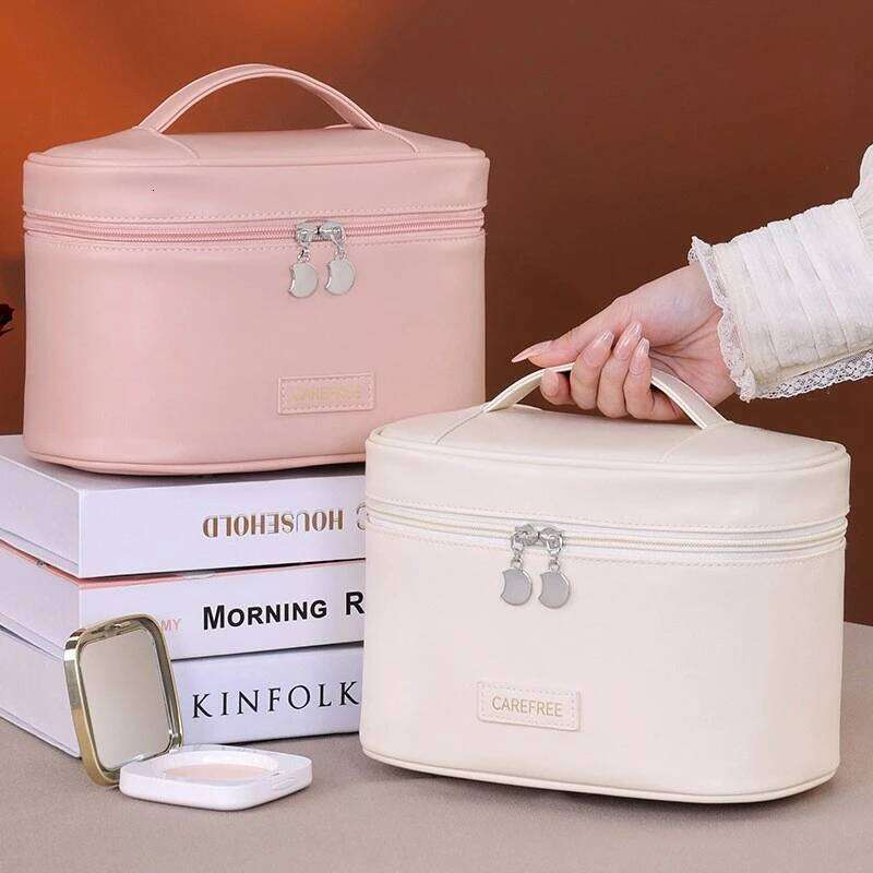 Portable Makeup Brush Organizer Foldable Multi-Pocket Cosmetic Bag Women, Perfect for Travel, Daily Use & Bathroom Storage Y260206