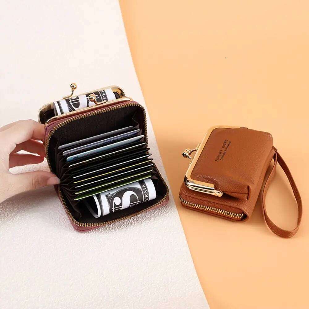 Fashion PU Leather Short Multi-Cards Waterproof Coin Purse Zipper Hasp Slim Small Wallet Women Girls Y260206