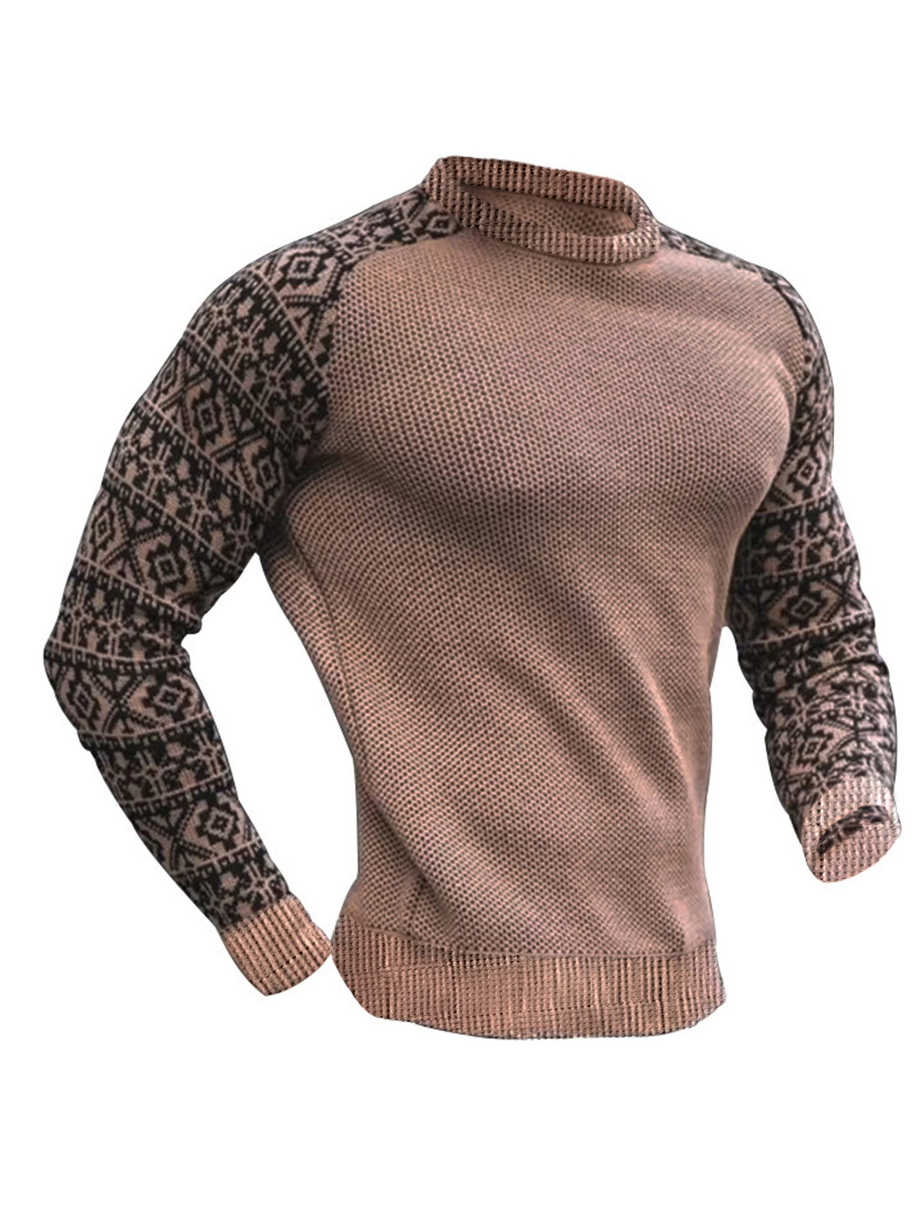Men's Waffle Knit Long Sleeve Base Layer T-Shirt, Pullover 2-Piece Casual Set, Premium Feel Men's Loungewear