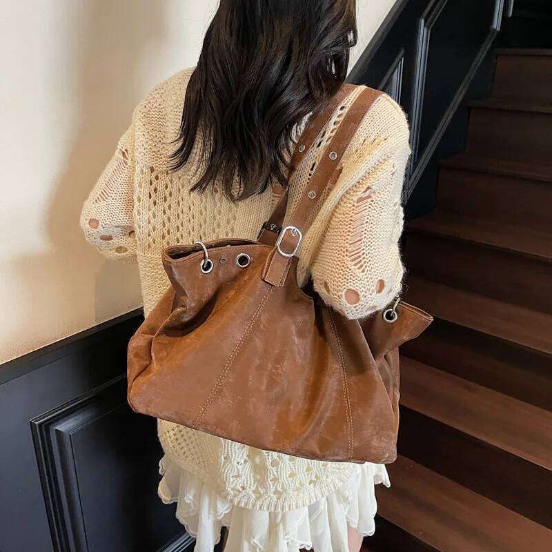 Personality Tote Bag for Women Solid Suede Pillow Underarm Large Capacity Female Commute Shoulder Bags Matte Travel Pack Y260205