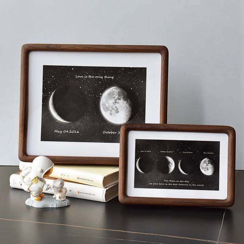 Solid Black Walnut Wood Photo - Stylish Dado Corner Design Elegant Picture Frame Table Display and Home Dcor S260205