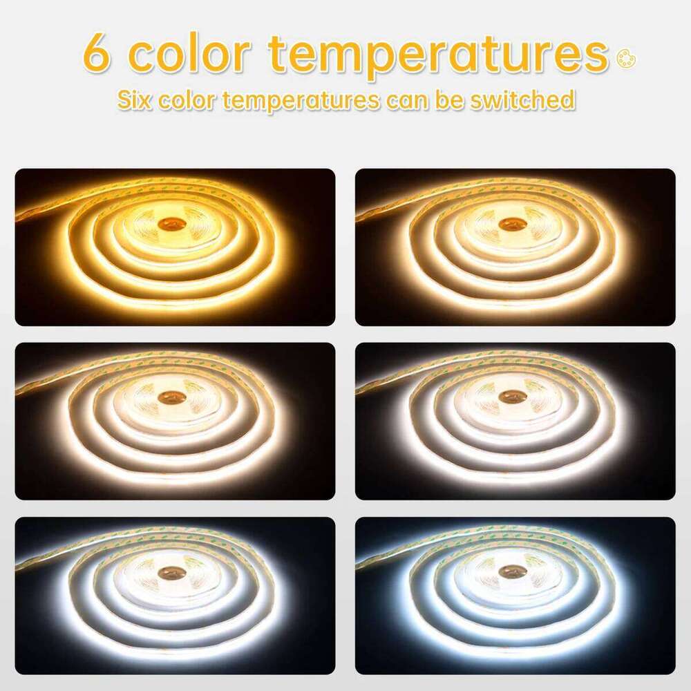 Dimmable Strip Lights CCT COB Dual White 3000K-6500k Adjustable LED Light Diode Tape for Home Decoration 110V 220V To DC24V Z260206