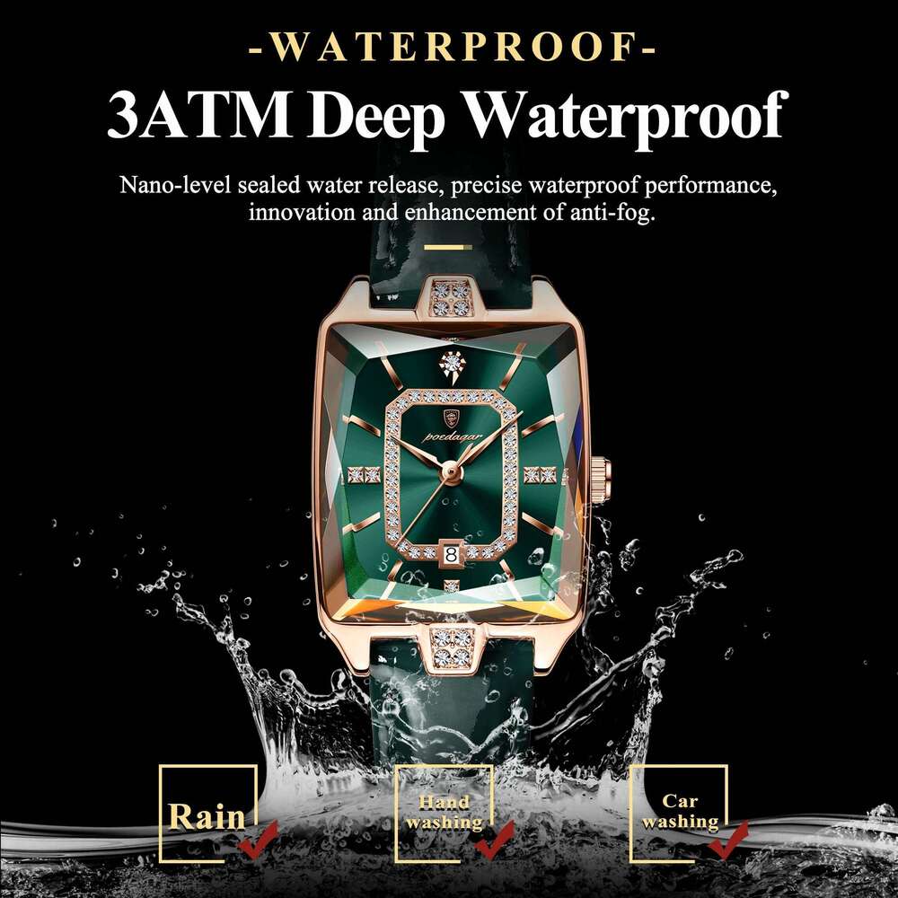 POEDAGAR Top High Quality Women Wristwatch Waterproof Date Leather Watch For Woman Quartz Luxury Rectangle Women's Watches Reloj Z260206