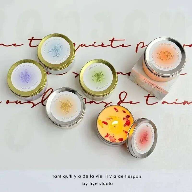 Canned Scented Guest Gift for Wedding Rose Dried Flower Aromatic Candle in Jar Memories Candles Gifts Box S260205