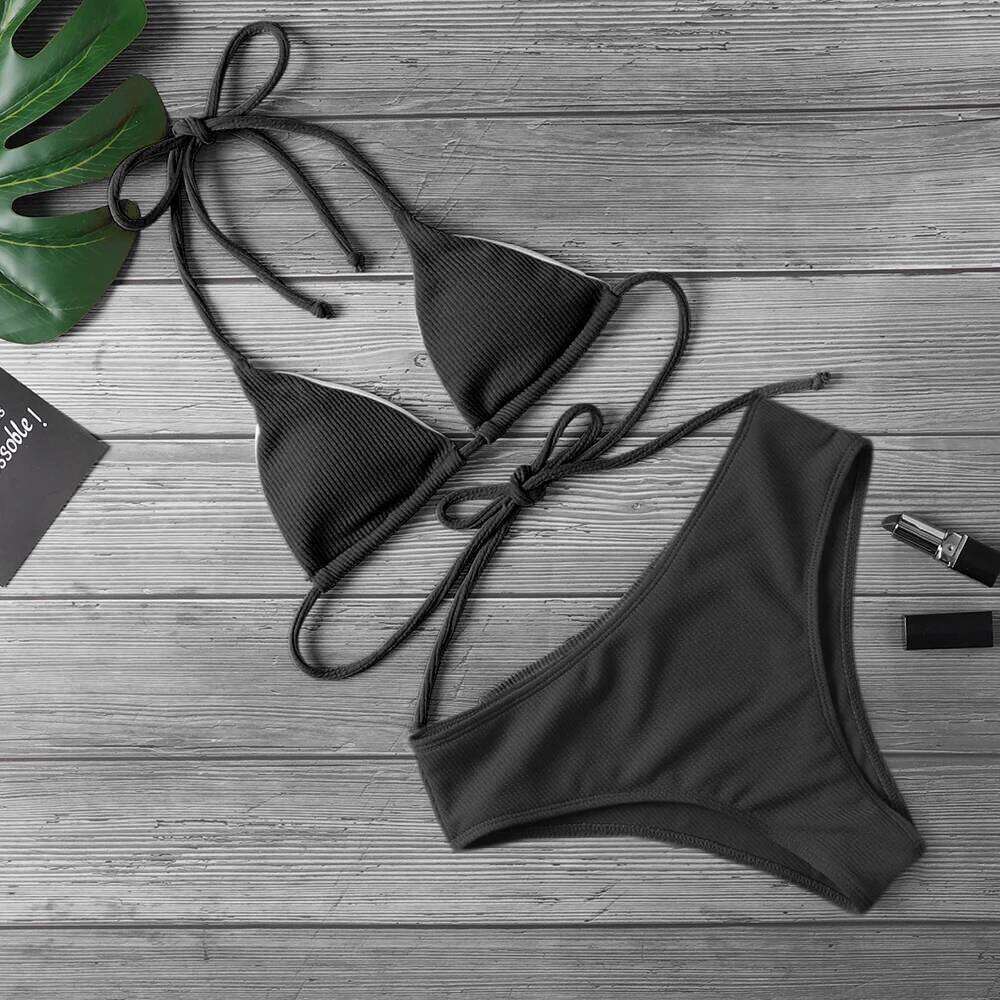 Women's Sexy High Cut Bathing Suit, Female Swimsuit, Swimwear, Bandage Bikini Set, Beach Wear, 4 Colors, 2020 Z260206