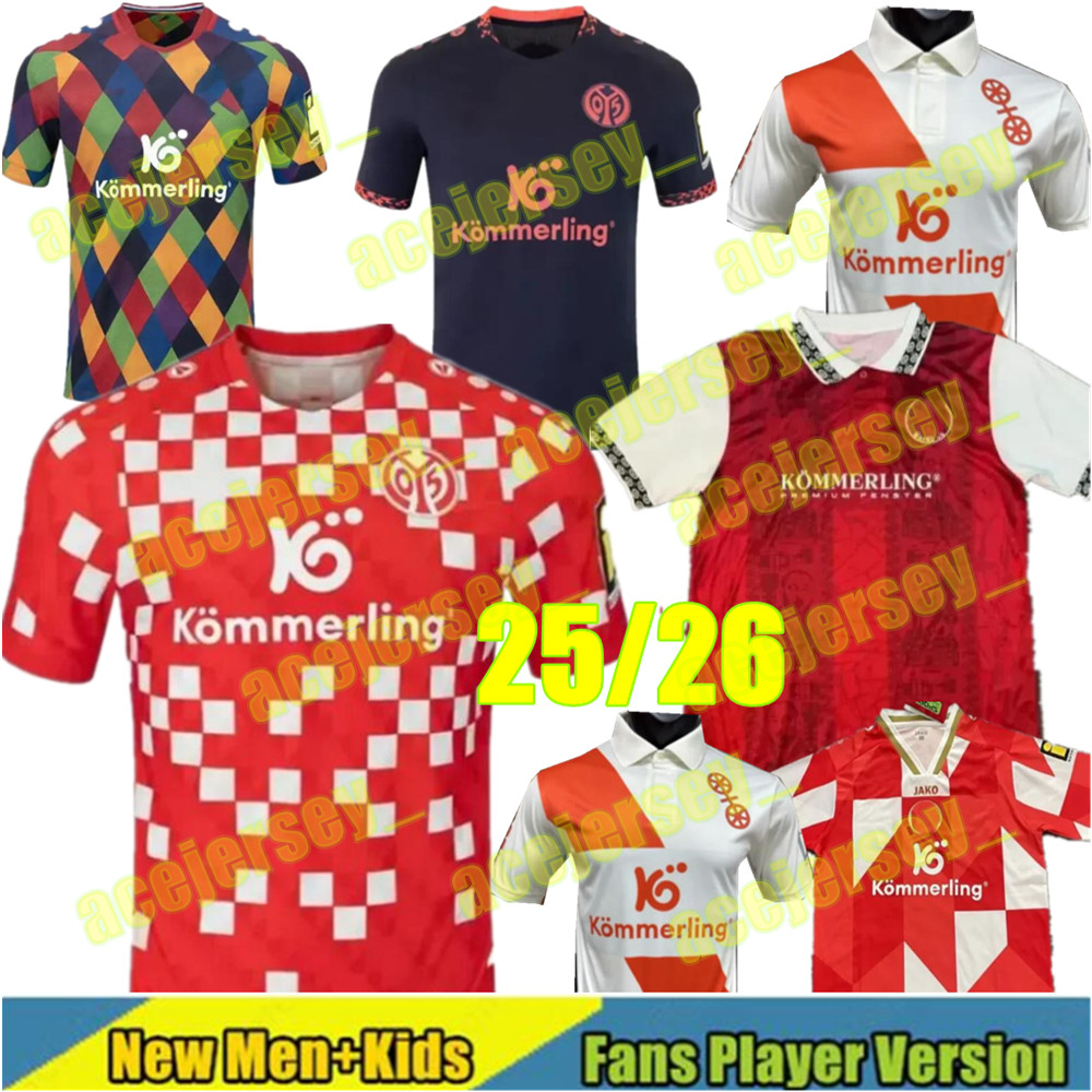 Deutschland Football 25 26 Mainz 120th Anniversary Mainz Soccer Jersey Set: BURKARDT, NIEMIIEC, ONISIWO, VERMEU Player Editions