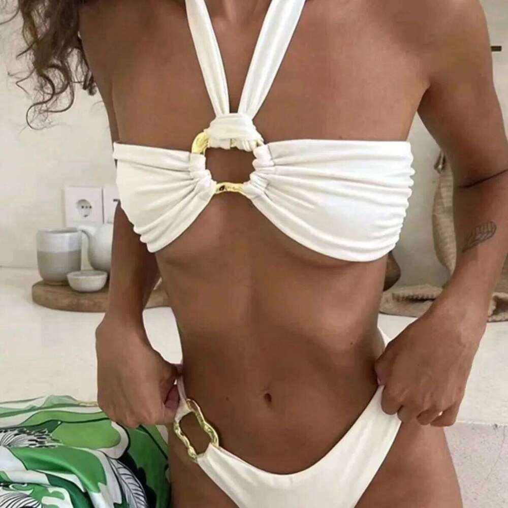 New Solid Color Hanging Neck Bikini Fashion Accessories Sexy Hot Swimsuit XJ260206
