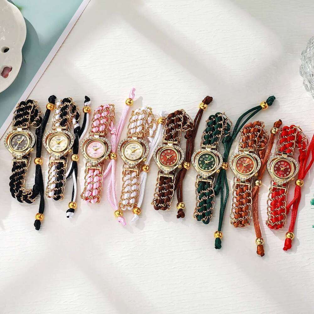 Luxury Rhinestone Women Watches Fashion Heart Dial Woven Strap Ladies Quartz Wristwatch Reloj MujerWithout Box Z260206