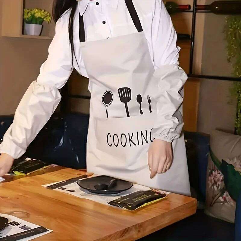 2pcs/Simple Kitchen Apron, Waterproof and Oil-Proof, Cooking Work Clothes, Unisex Sleeveless Apron S260205
