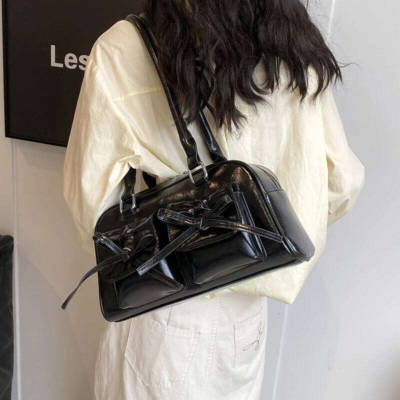 MOODS Y2K Stylish Shoulder Bags For Women Pure Color Big Capacity Commuter Mini Boston Underarm Bag 2024 Luxury Designer Handbag Y260205