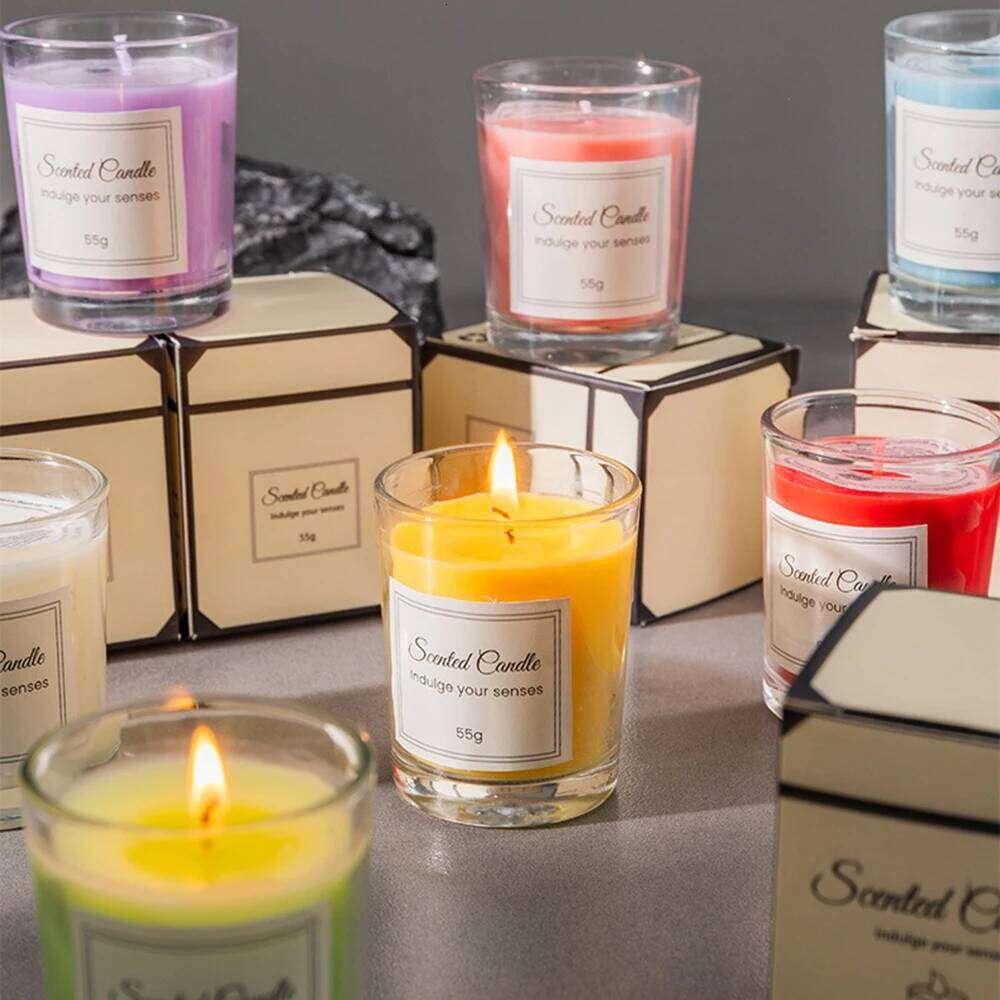 1pcs Premium Gift Box Comes with Glass Cup Smokeless Soy Wax Aromatherapy Candle Day Christmas Valentines S260205 085