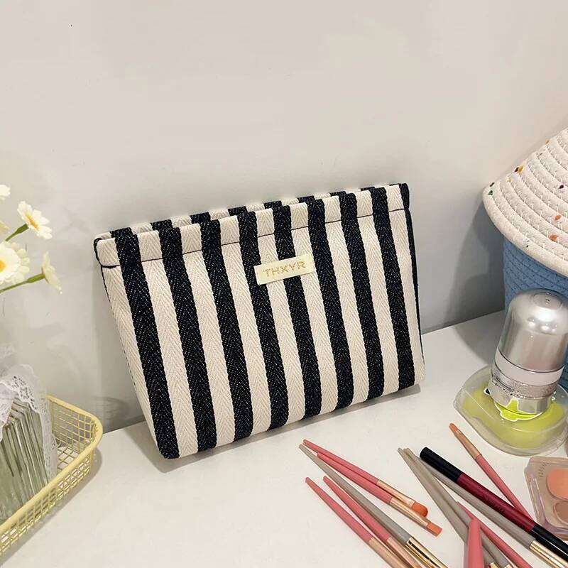 Vertical Stripe Waterproof Women's Cosmetic , Small Bag Storage Makeup Case,Travelling Bags For Ladies,Pencil Y260206