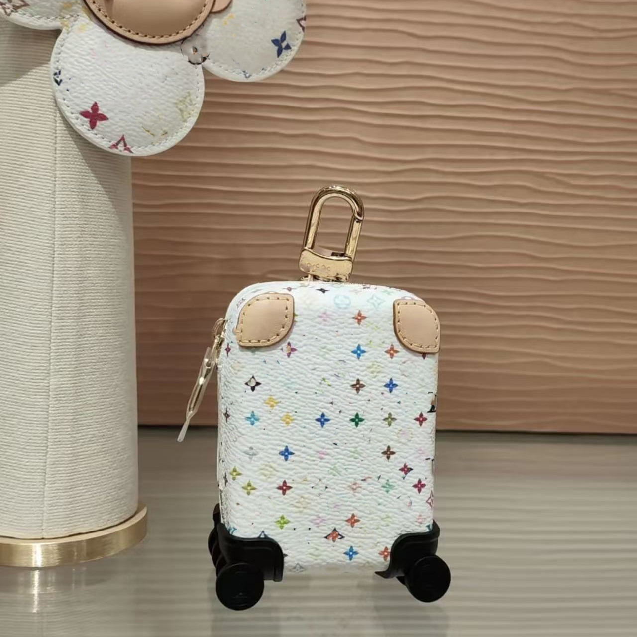 Designer TM Horizon Airpod Case Bag Charm Luxury Woman Multicolor Micro Bag Canvas Earphone Case Mini Key Wallet Lady Lipstick Pouch Coin Purse Charm M03745 With Box