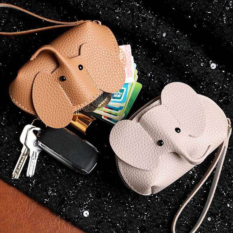 PU Leather Elephant Money Bag Women Coin Purse With Ring Multifunctional Zipper Storage Bags Key Case Y260206