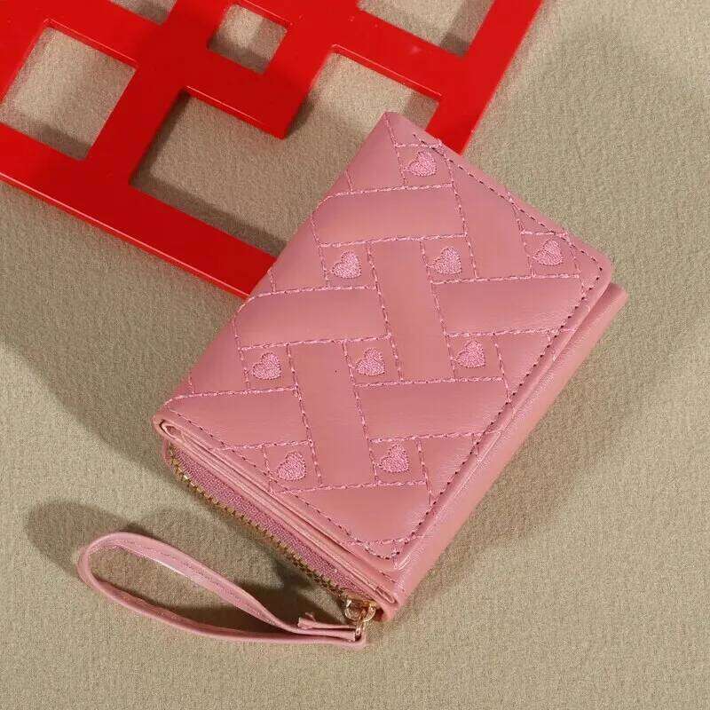 1pc Men's Fashion Embroidered Love Coin Purse, Trifold Holder, Multi Card Slots Wallet Y260206