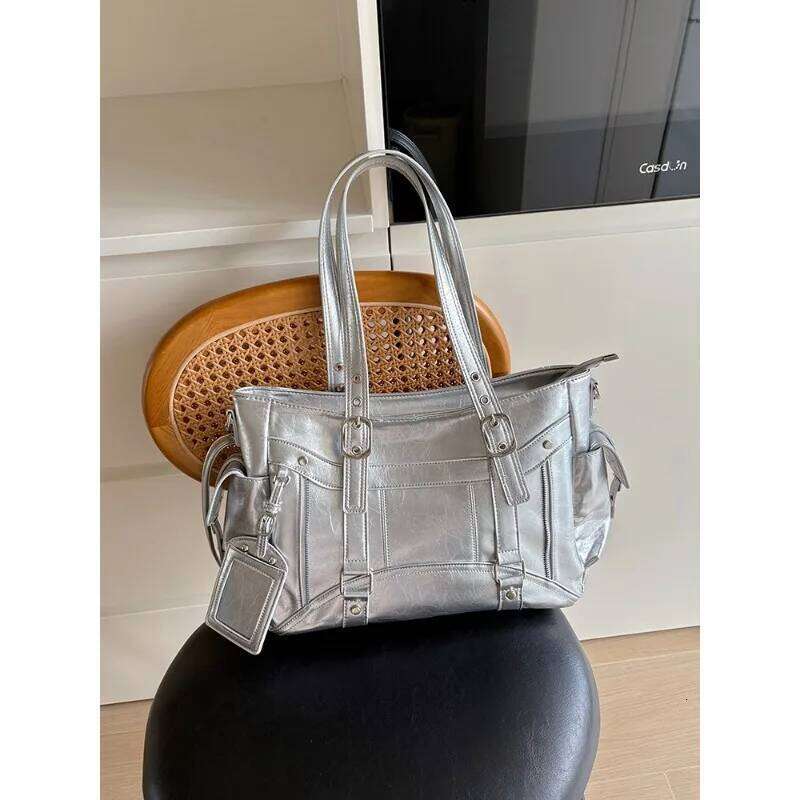 Sweet Cool Style Large Capacity Tote Personalized Portable Motorcycle Simple Y2K Shoulder Commuter Crossbody Bag Y260205