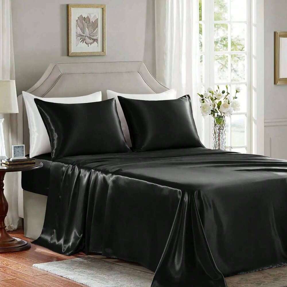 3/4Pcs Sheet Se Silky & Luxury Soft Deep Pocket Sheets Cooling Bed Set, 1 Fitted Sheet,1 Flat Sheet,1/2Pillowcase XJ260206